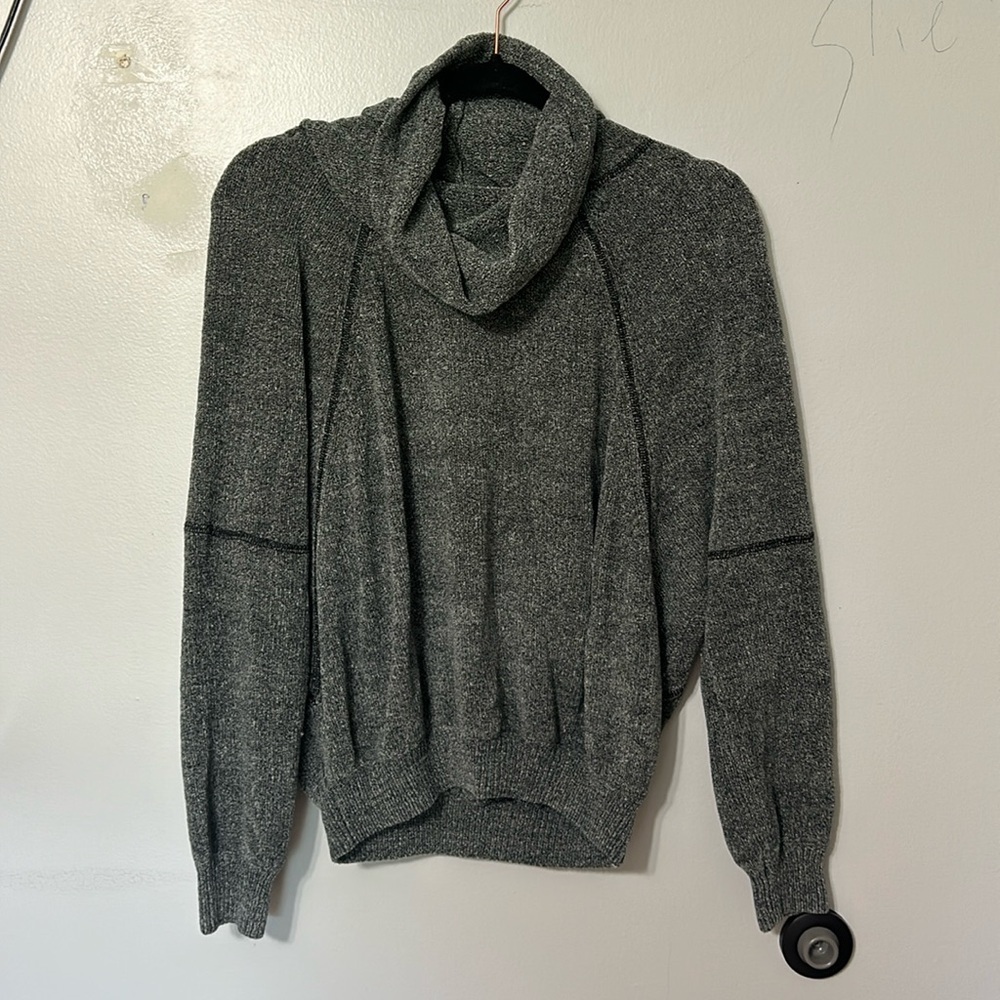 PrAna Charcoal Cowl Neck Chenille Sweater Size M